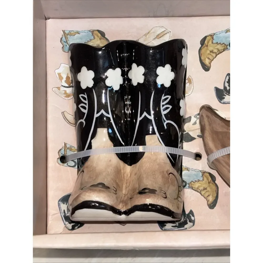 Blue Sky Clayworks Western Cowboy Cowgirl Boots & Hat Salt & Pepper Shakers NEW